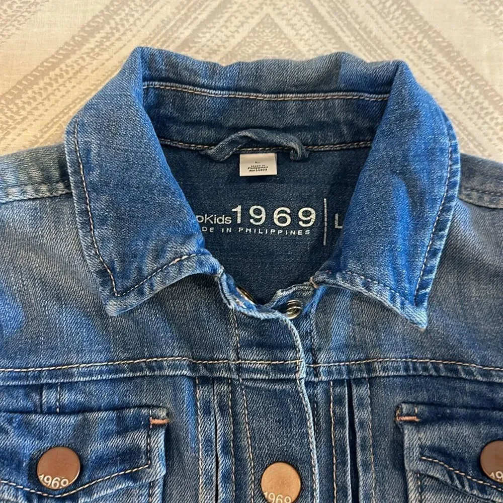 Gap Kids 1969 Girls Blue Denim Snap Closure Jacket - Size L
